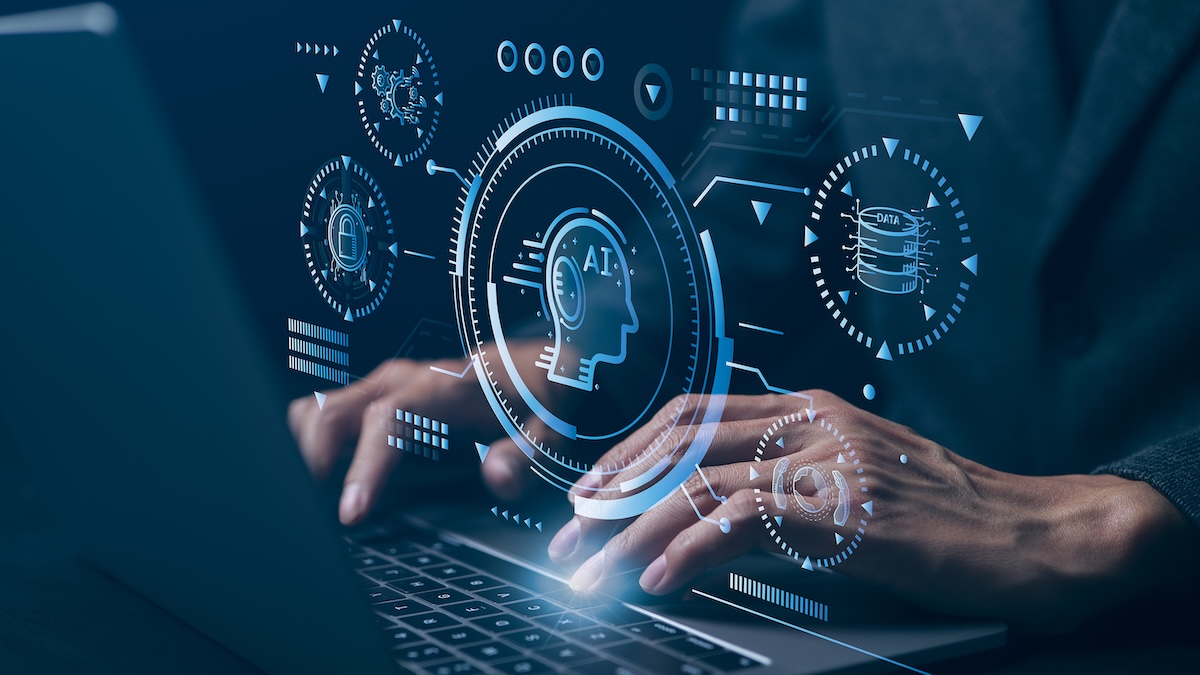 AI video surveillance system with edge computing capabilities monitoring a secure facility.